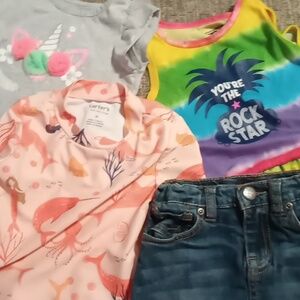 Lemon Kiss Charter and More Girls Size 3T Lot of 4 Trolls Ocean Unicorn